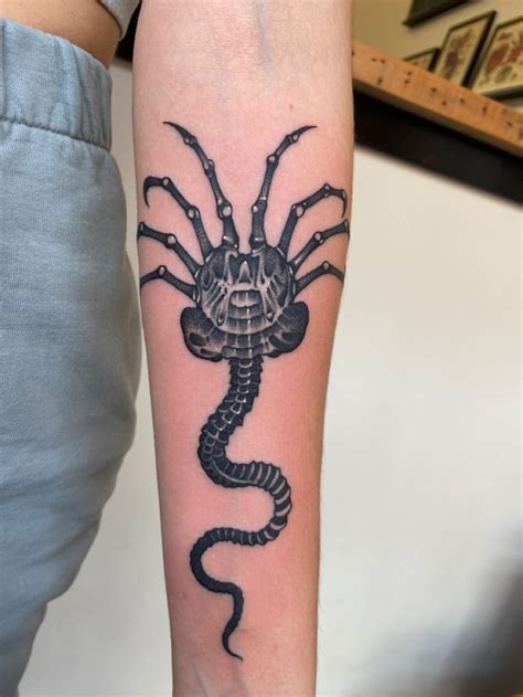 facehugger tattoo|trippy tattoos black and white.